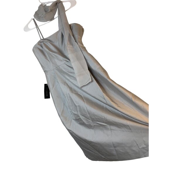 Ann Taylor Strapless Gray Silk Satin Dress Optional Straps & Scarf Size 8 10013 - Picture 1 of 10